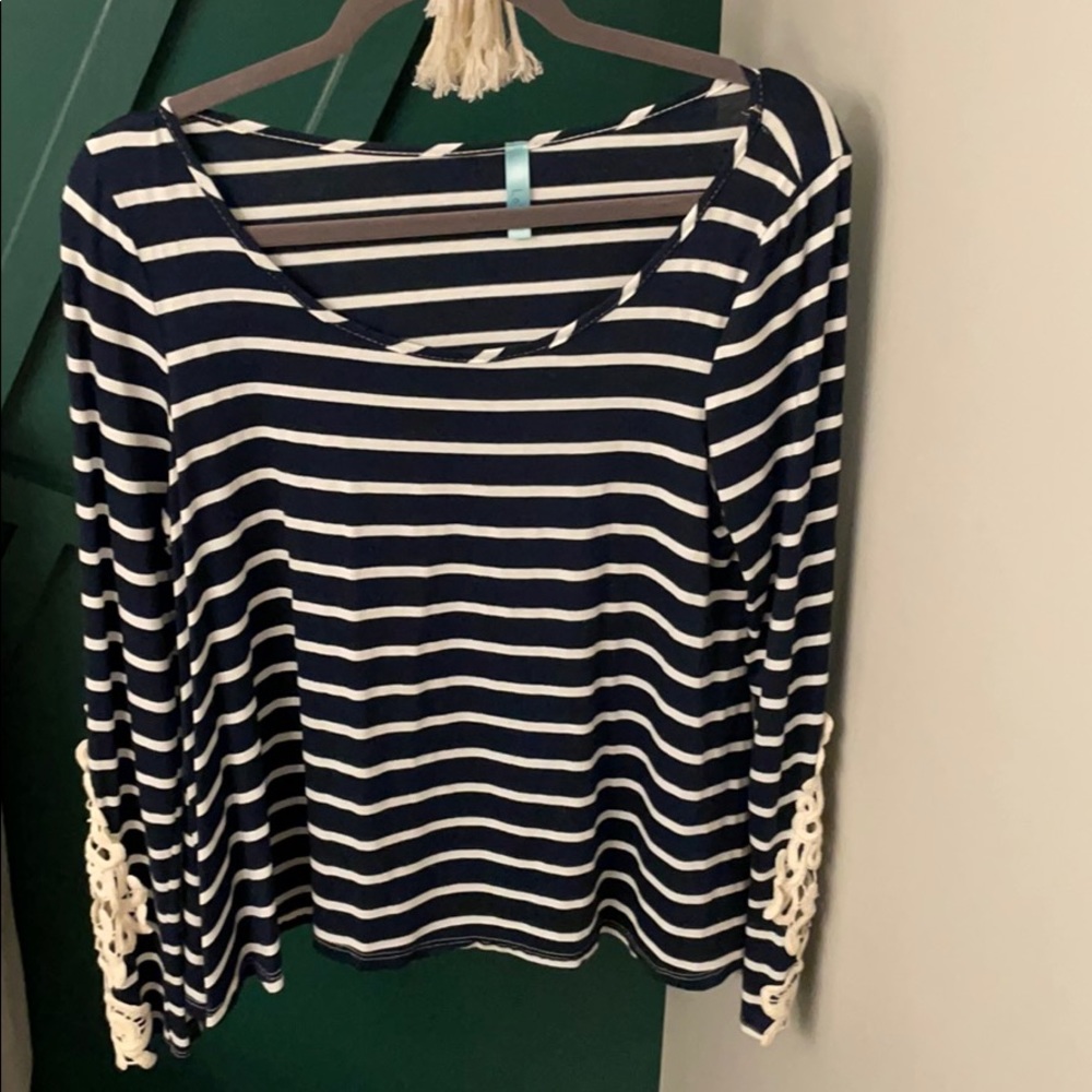 Francesca’s Loila Blue and White Striped Top